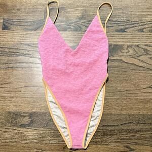 New Free People free-est Amber One-Piece Pink Textured Swimsuit Small